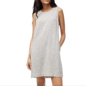 J. Crew Navy and White Striped Linen Shift Dress With Pockets